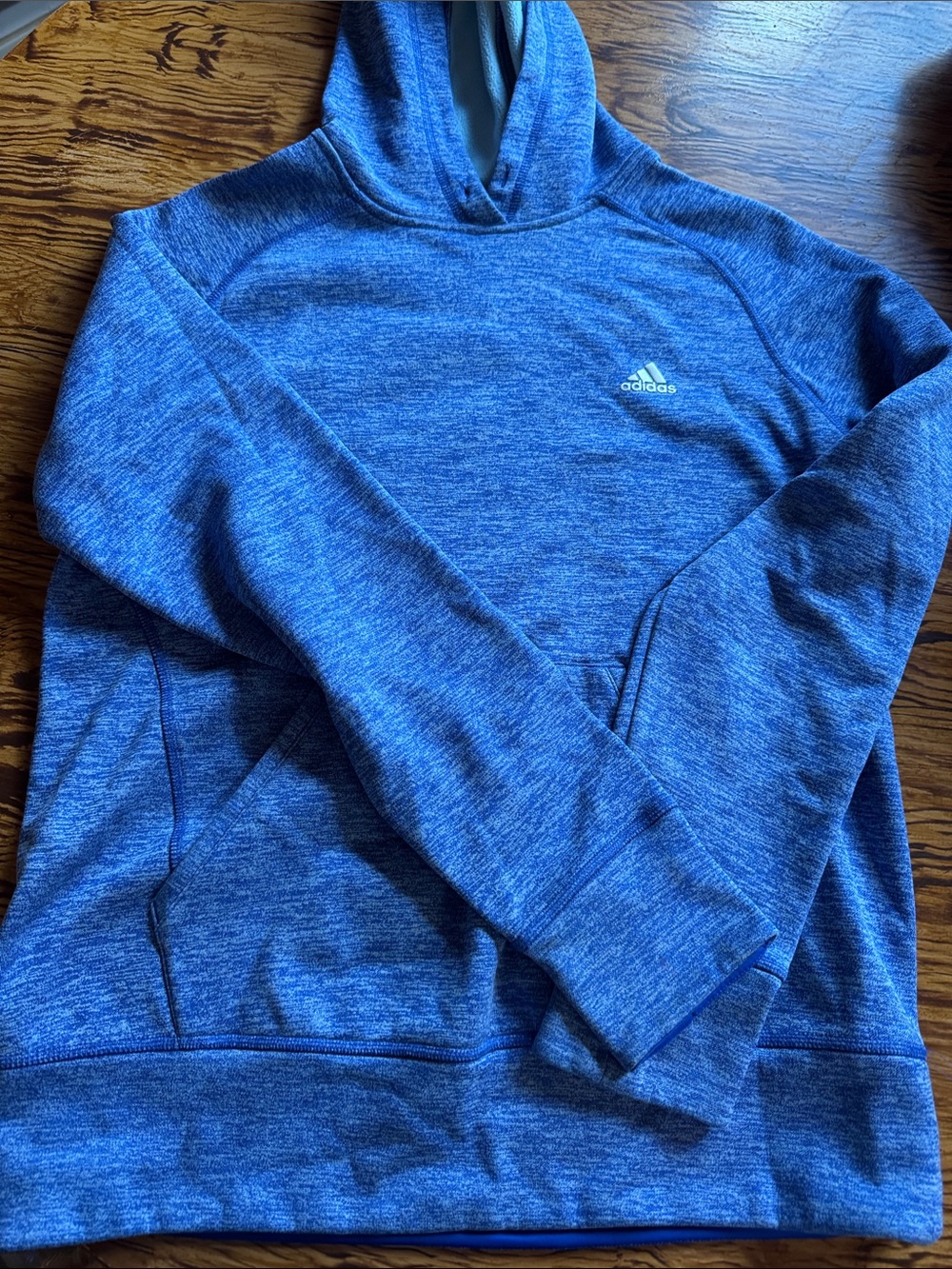 adidas Men's Heather Blue Crewneck Hoodie